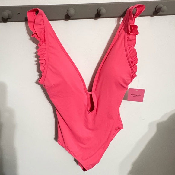 Kate Spade Ruffle-Trim One-Piece Swimsuit in Bright Pink - Picture 5 of 5